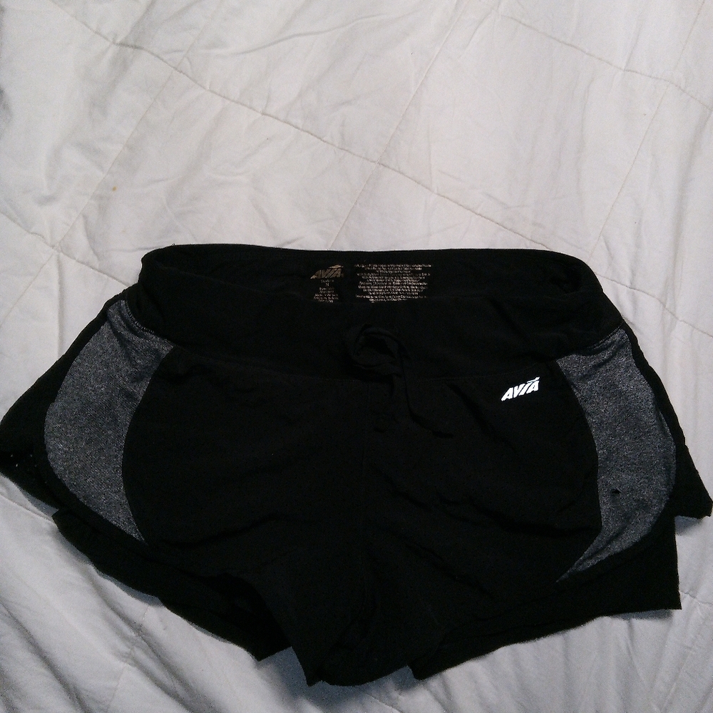 Avia Black and Gray Women's layered active Shorts